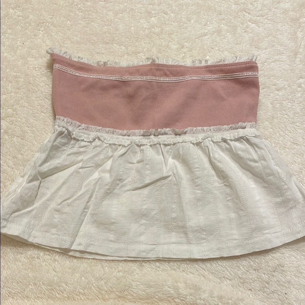 Edikted Pink and White Mini Skirt